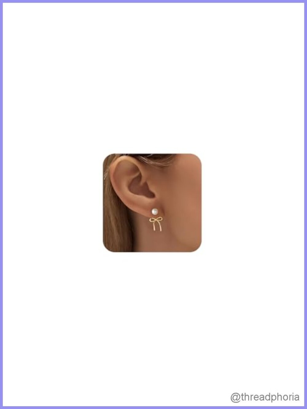 14K Gold Plated Brass Pearl Bow Hoop Earrings Women Hypoallergenic